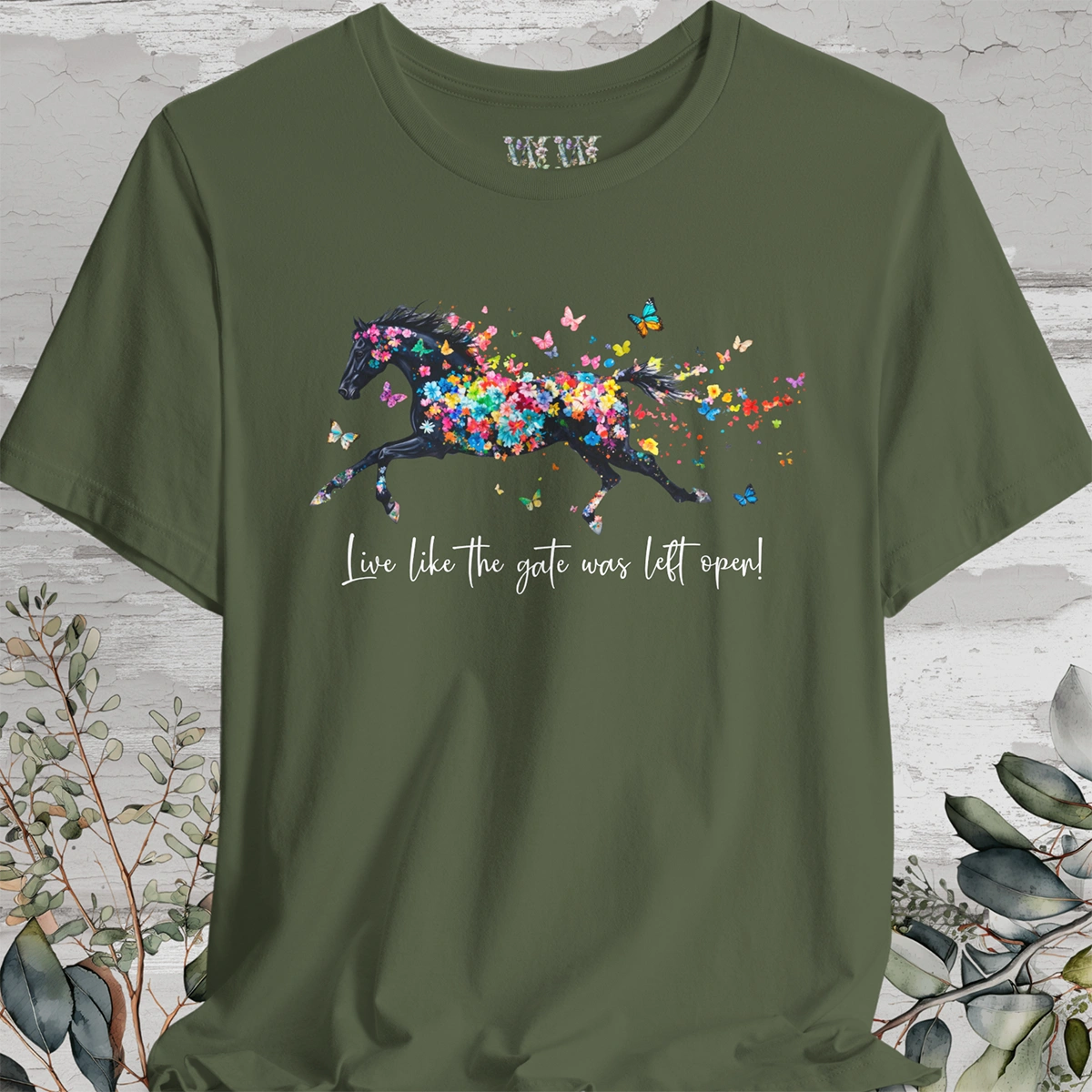 Horse #2 'Live like the gate was left open' T shirt
