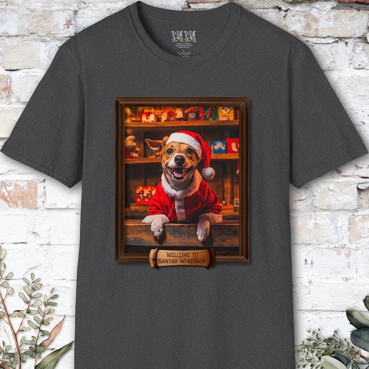 Jack Russell Terrier Santa's Workshop Unisex T shirt