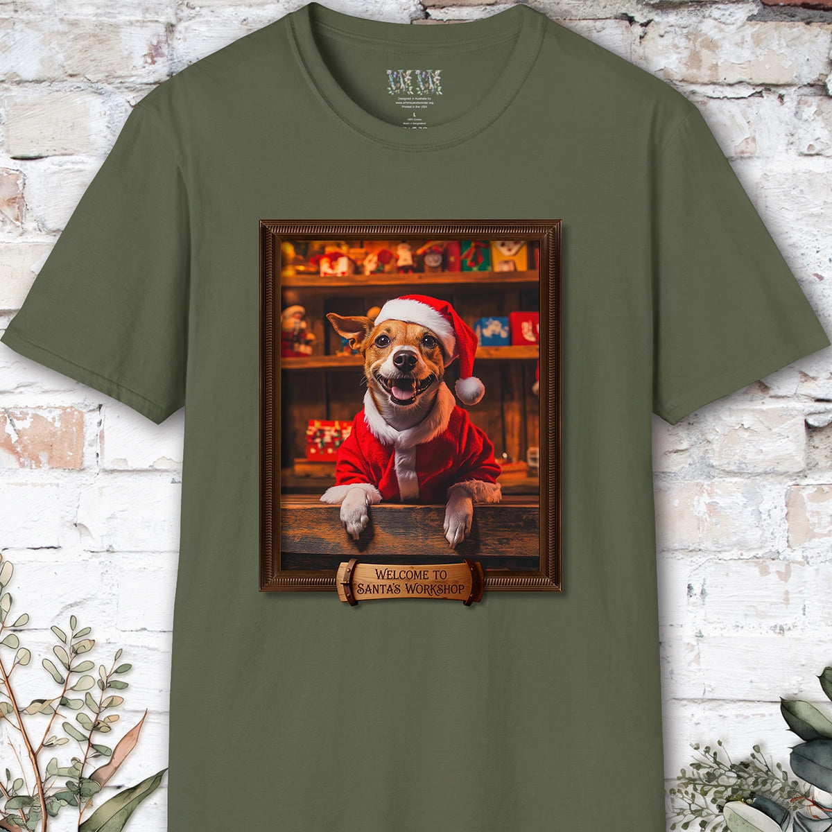 Jack Russell Terrier Santa's Workshop Unisex T shirt