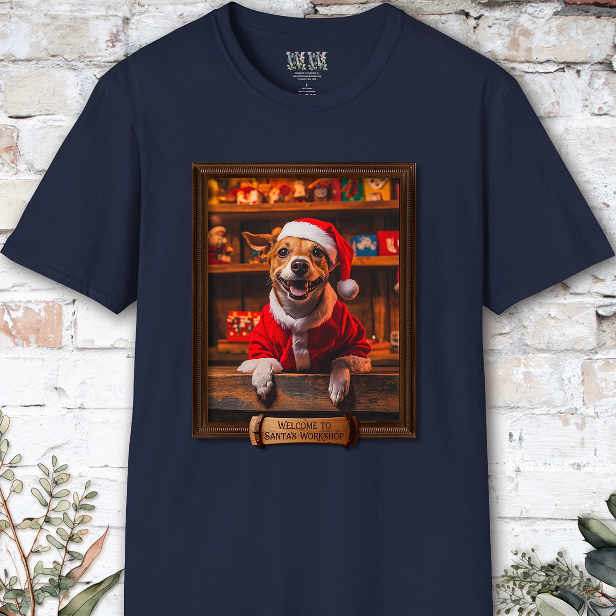 Jack Russell Terrier Santa's Workshop Unisex T shirt