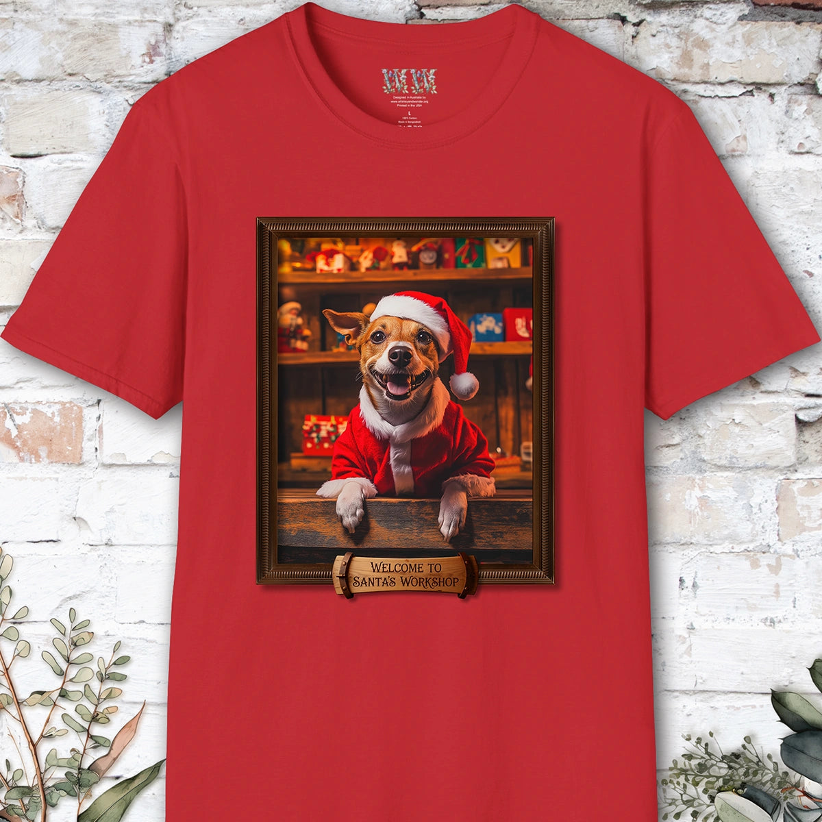 Jack Russell Terrier Santa's Workshop Unisex T shirt
