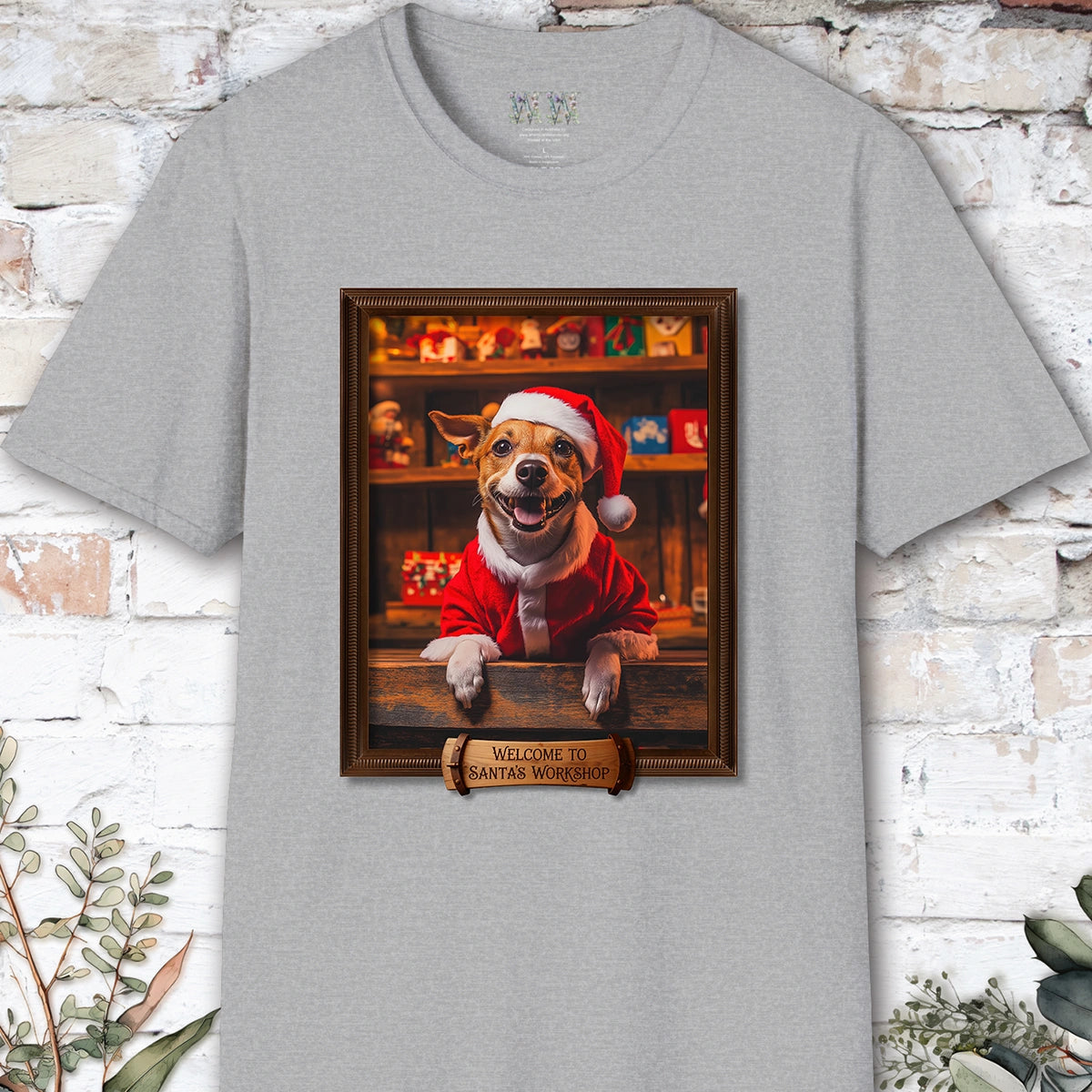 Jack Russell Terrier Santa's Workshop Unisex T shirt