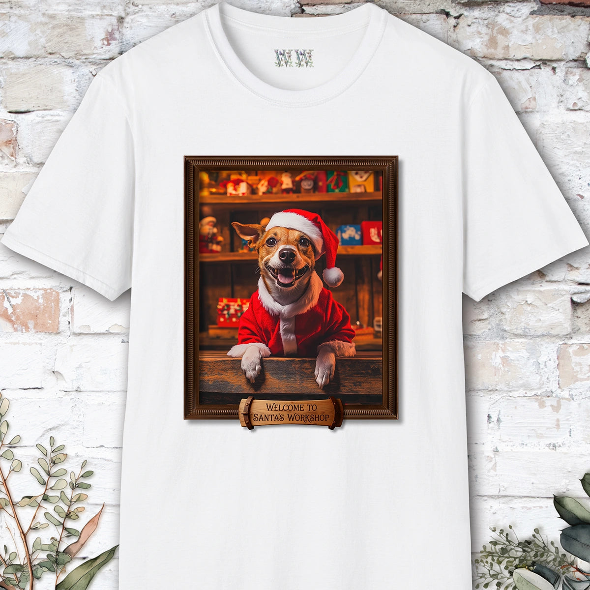 Jack Russell Terrier Santa's Workshop Unisex T shirt