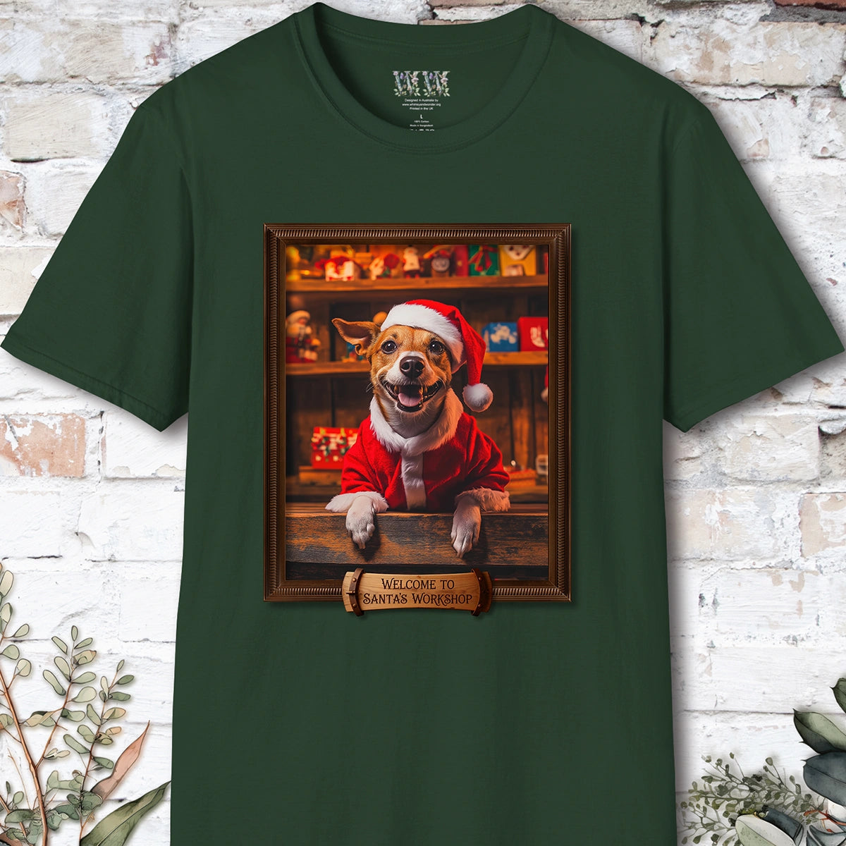 Jack Russell Terrier Santa's Workshop Unisex T shirt