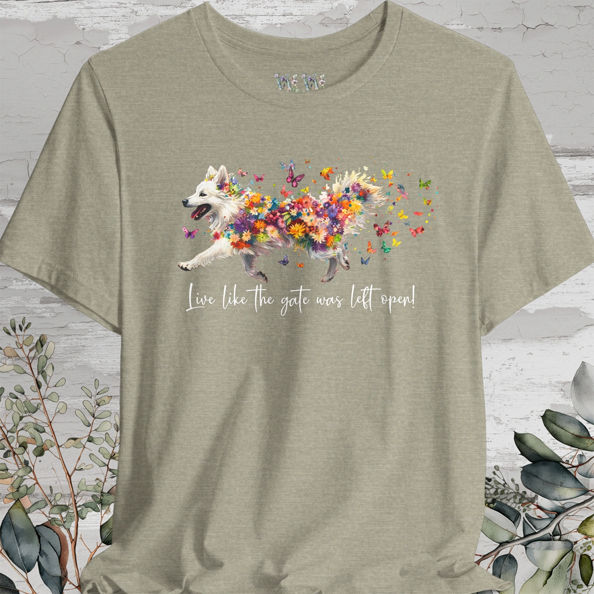 Keeshond #3 "Live like the gate was left open" Unisex T shirt