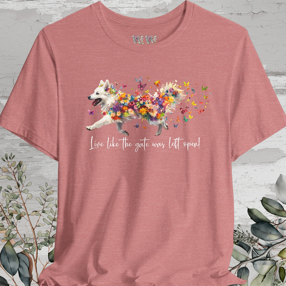 Keeshond #3 "Live like the gate was left open" Unisex T shirt