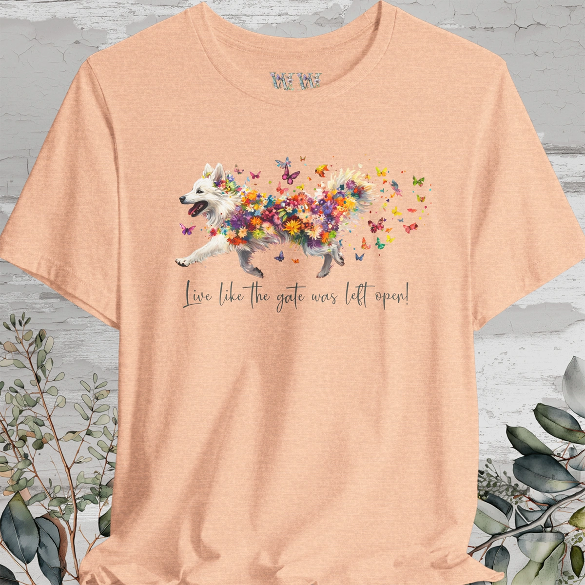 Keeshond #3 "Live like the gate was left open" Unisex T shirt
