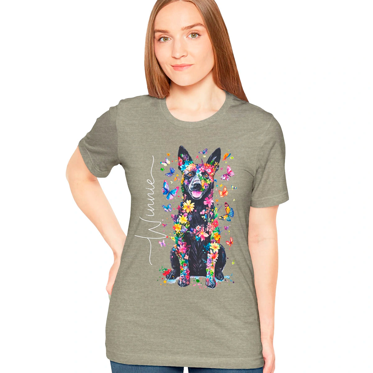Australian Cattle Dog (Blue Heeler)#2 Floral Personalized T shirt