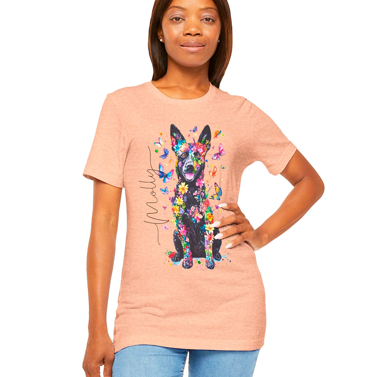 Australian Cattle Dog (Blue Heeler)#2 Floral Personalized T shirt