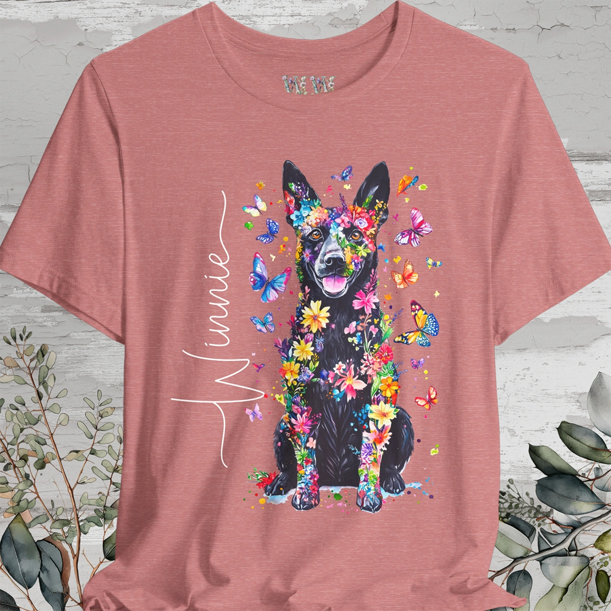 Australian Cattle Dog (Blue Heeler)#2 Floral Personalized T shirt