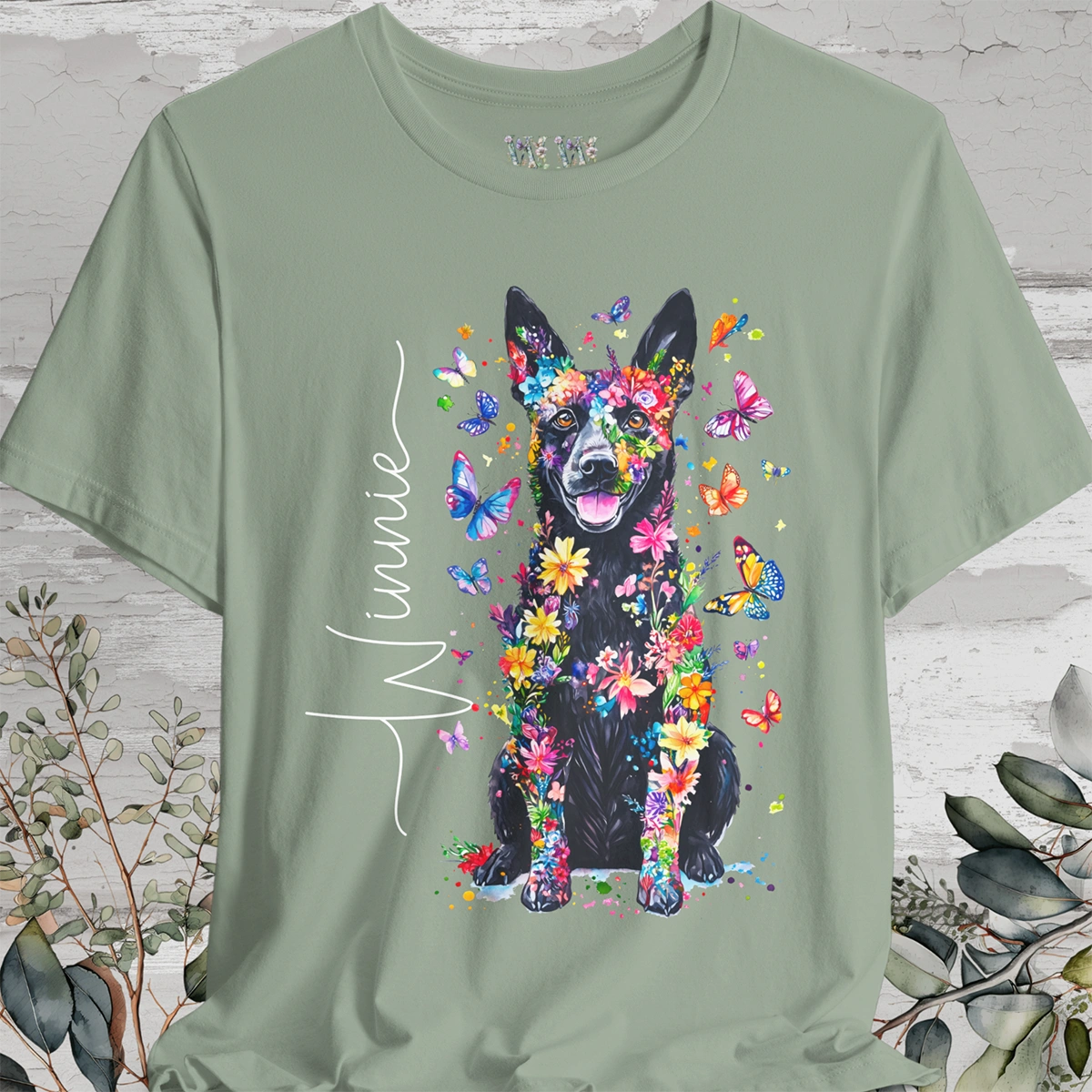 Australian Cattle Dog (Blue Heeler)#2 Floral Personalized T shirt