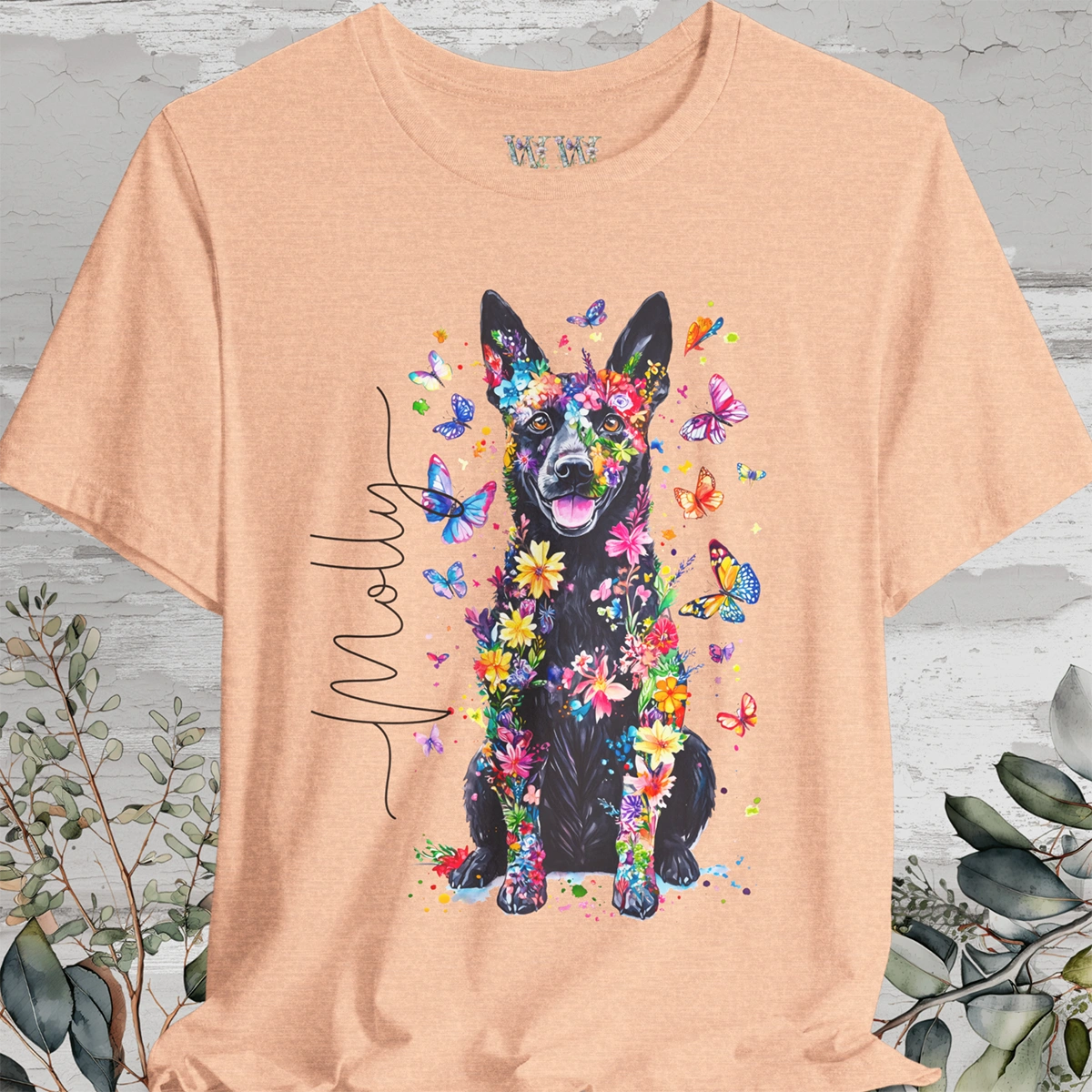 Australian Cattle Dog (Blue Heeler)#2 Floral Personalized T shirt