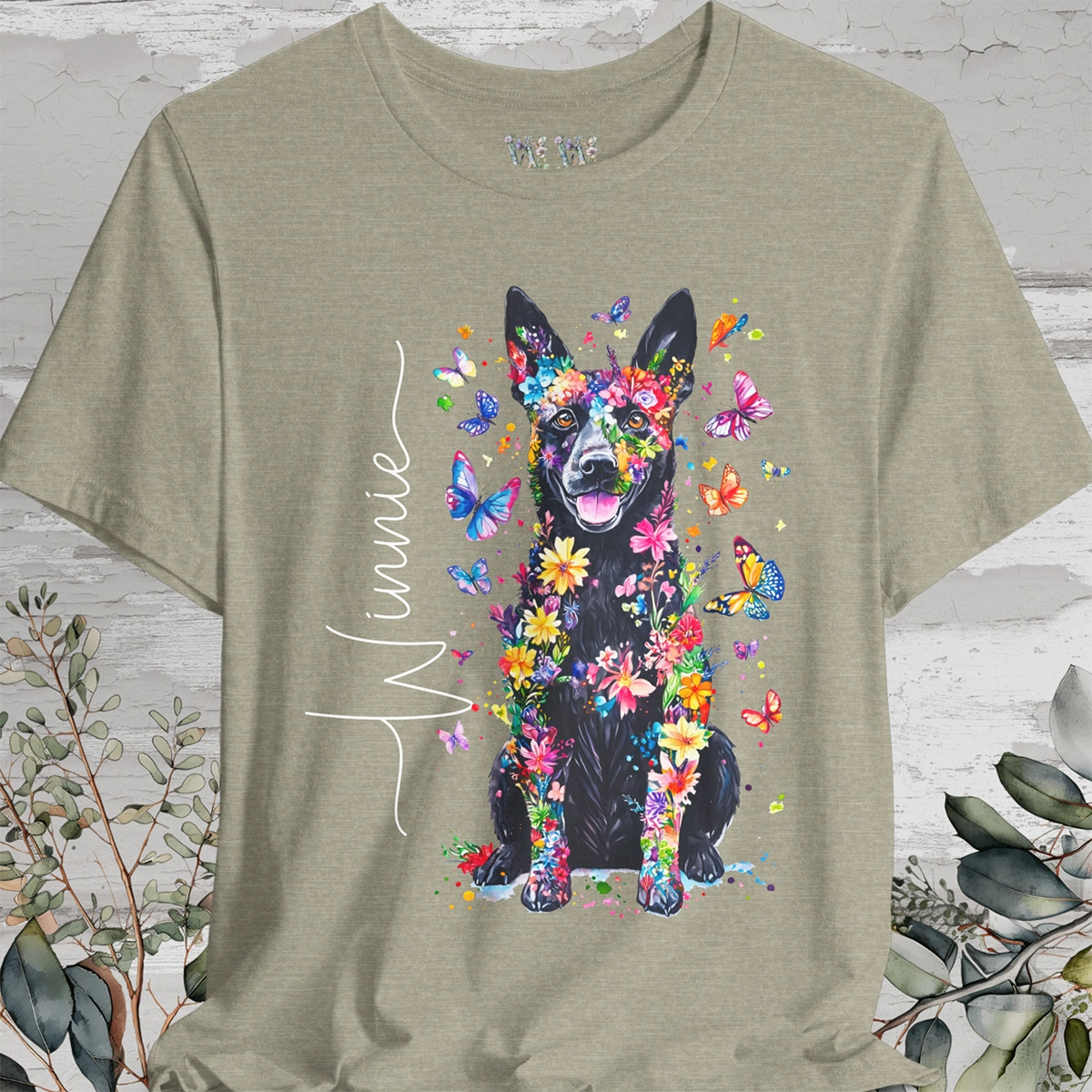 Australian Cattle Dog (Blue Heeler)#2 Floral Personalized T shirt