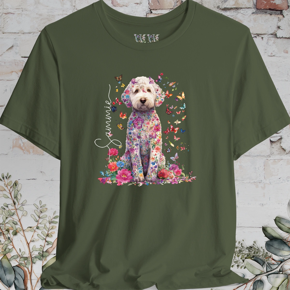 Labradoodle #1 Floral Personalized T shirt