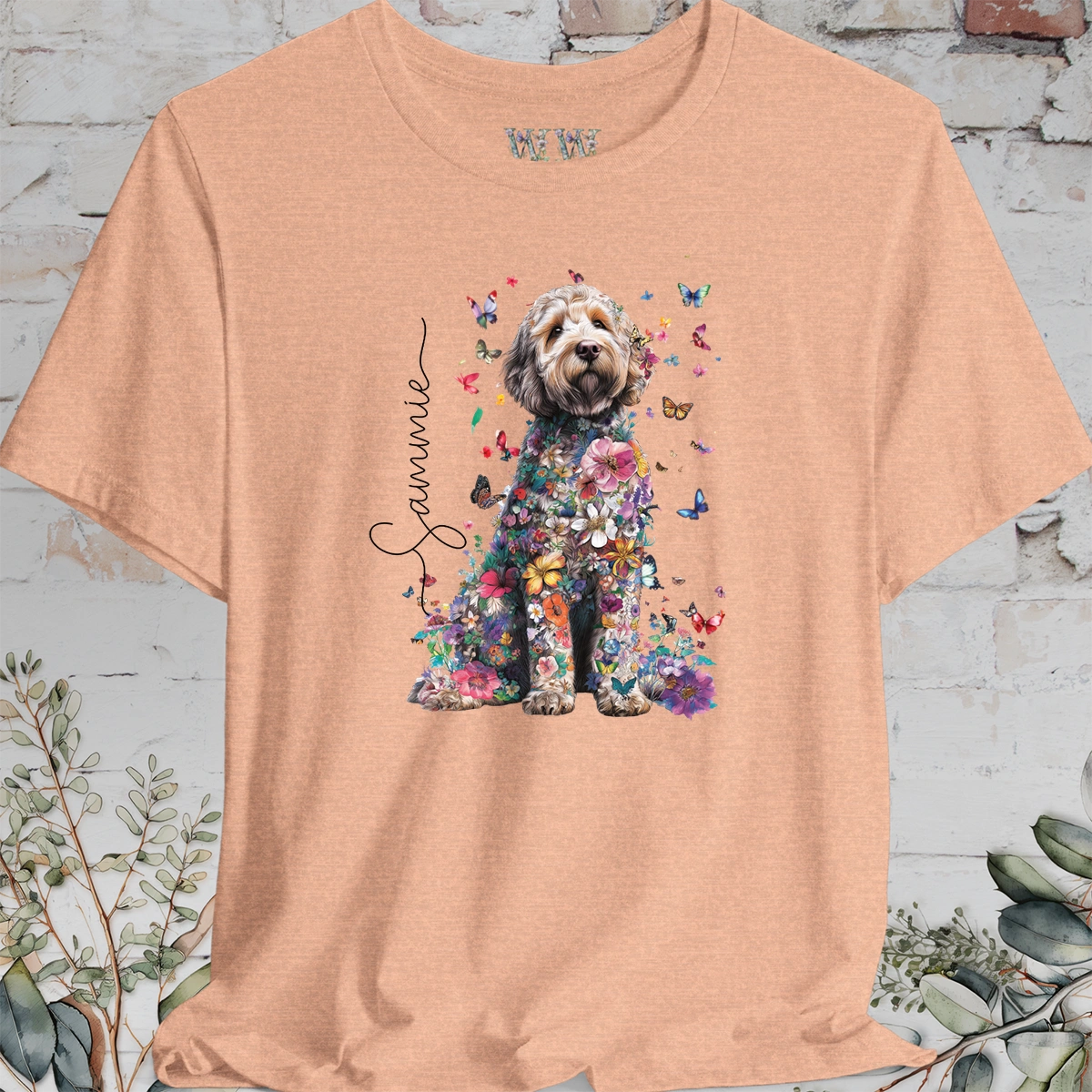 Labradoodle #2 Floral Personalized T shirt