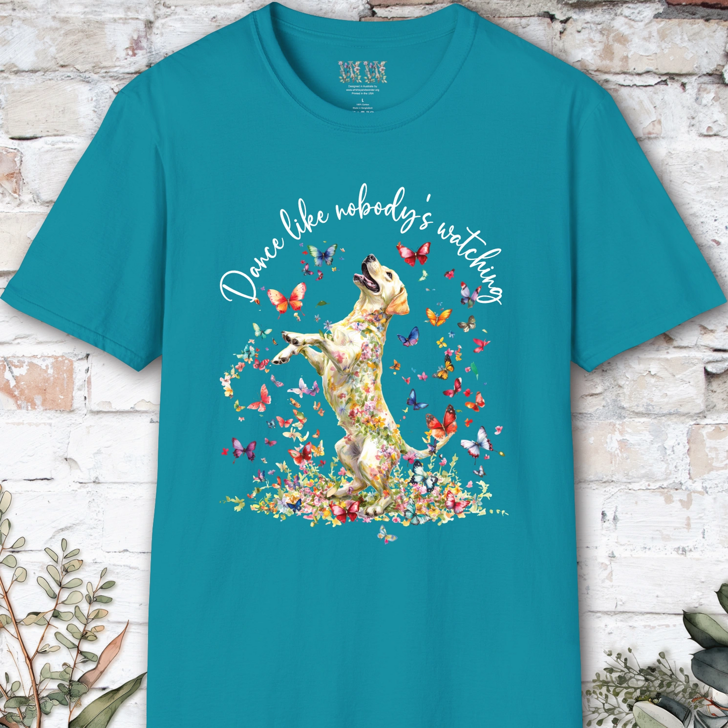 Yellow Labrador "Dance like nobody's watching" unisex T shirt