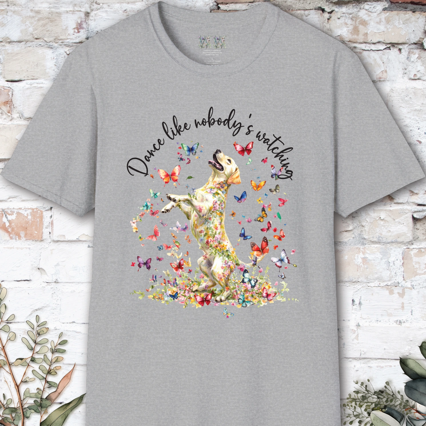 Yellow Labrador "Dance like nobody's watching" unisex T shirt