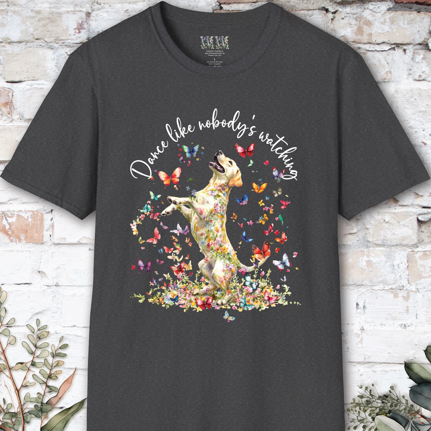 Yellow Labrador "Dance like nobody's watching" unisex T shirt