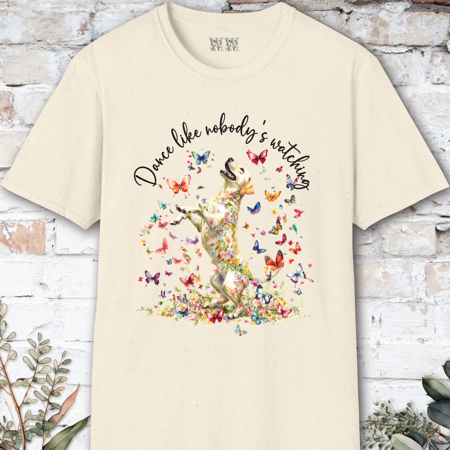 Yellow Labrador "Dance like nobody's watching" unisex T shirt