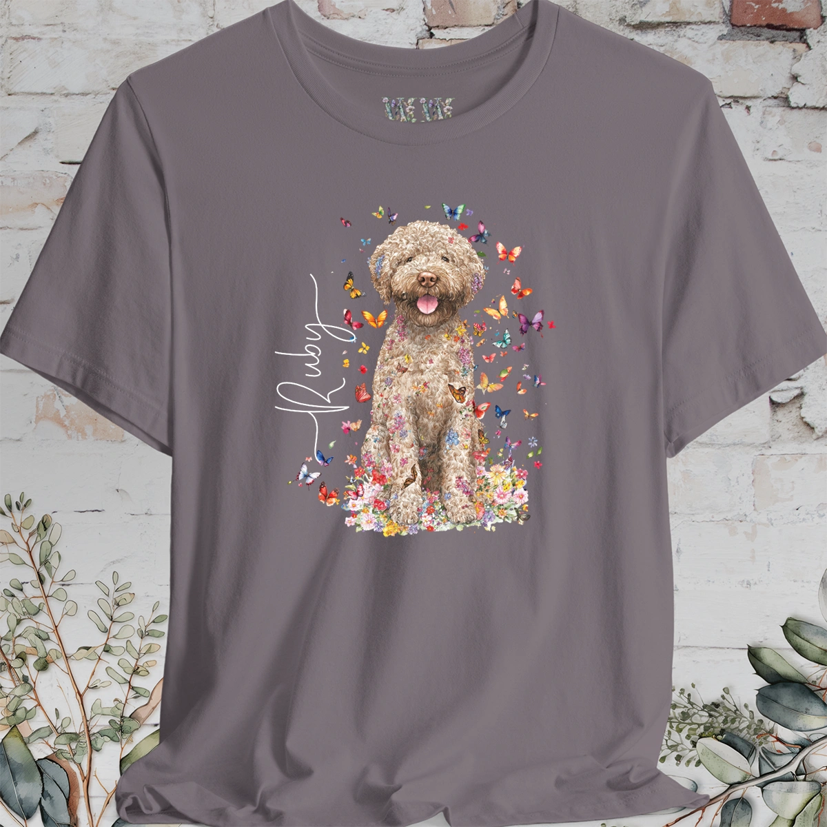 Lagotto Romagnolo FLORAL BUTTERFLY Bella Canvas