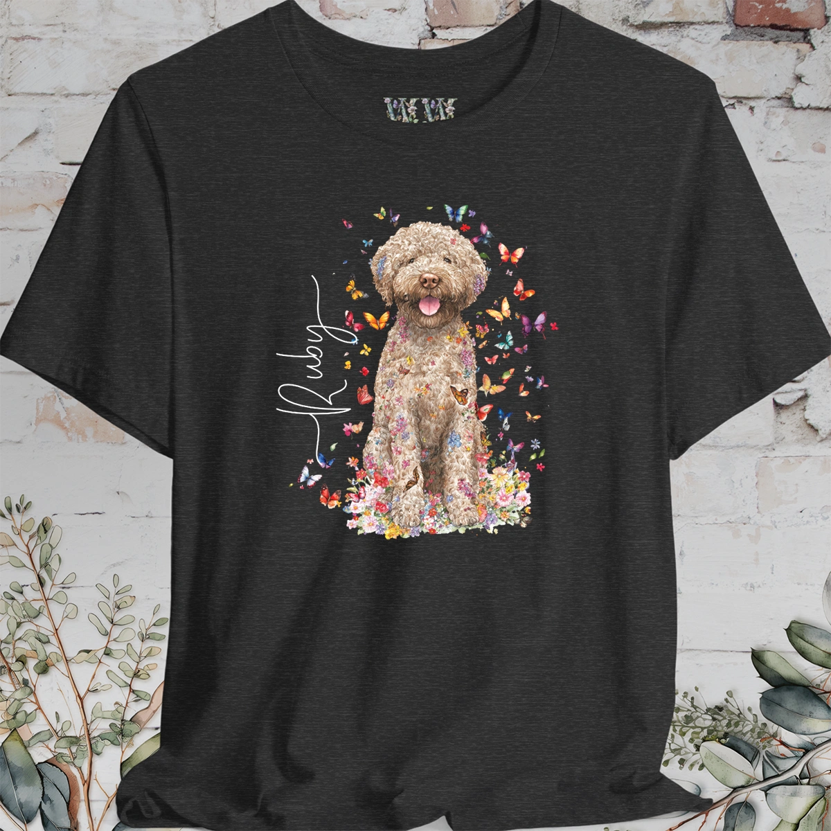 Lagotto Romagnolo FLORAL BUTTERFLY Bella Canvas
