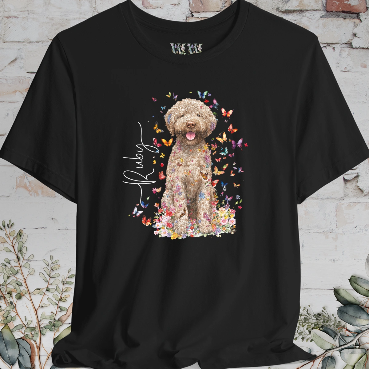 Lagotto Romagnolo FLORAL BUTTERFLY Bella Canvas
