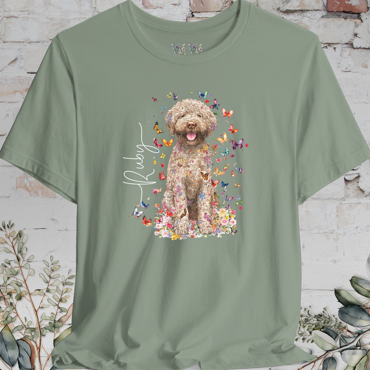 Lagotto Romagnolo FLORAL BUTTERFLY Bella Canvas