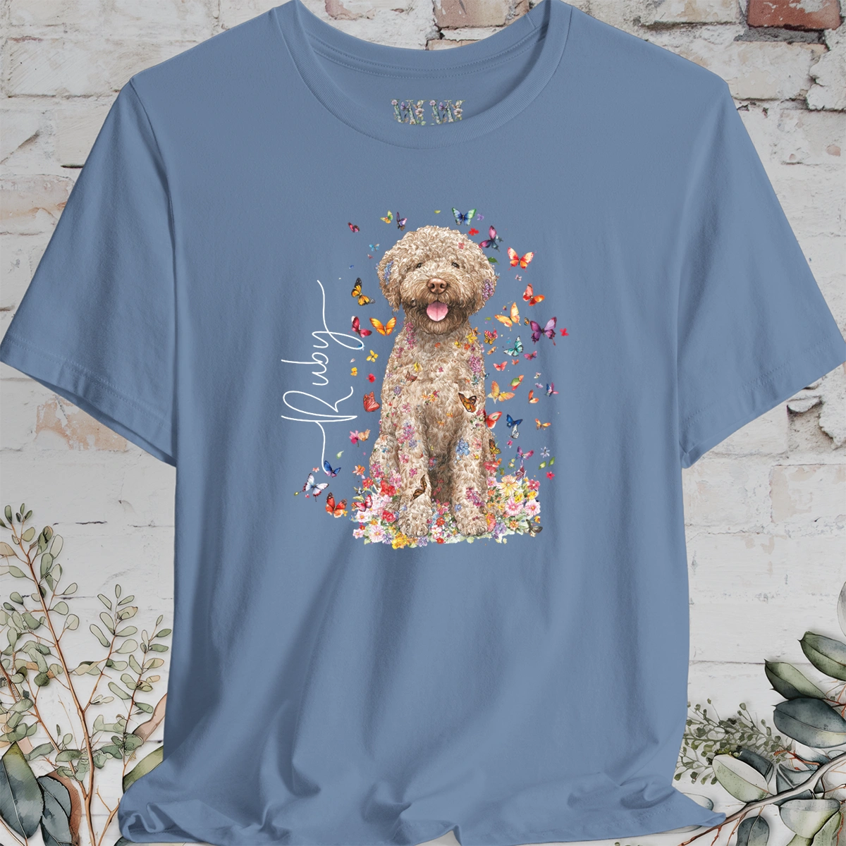 Lagotto Romagnolo FLORAL BUTTERFLY Bella Canvas