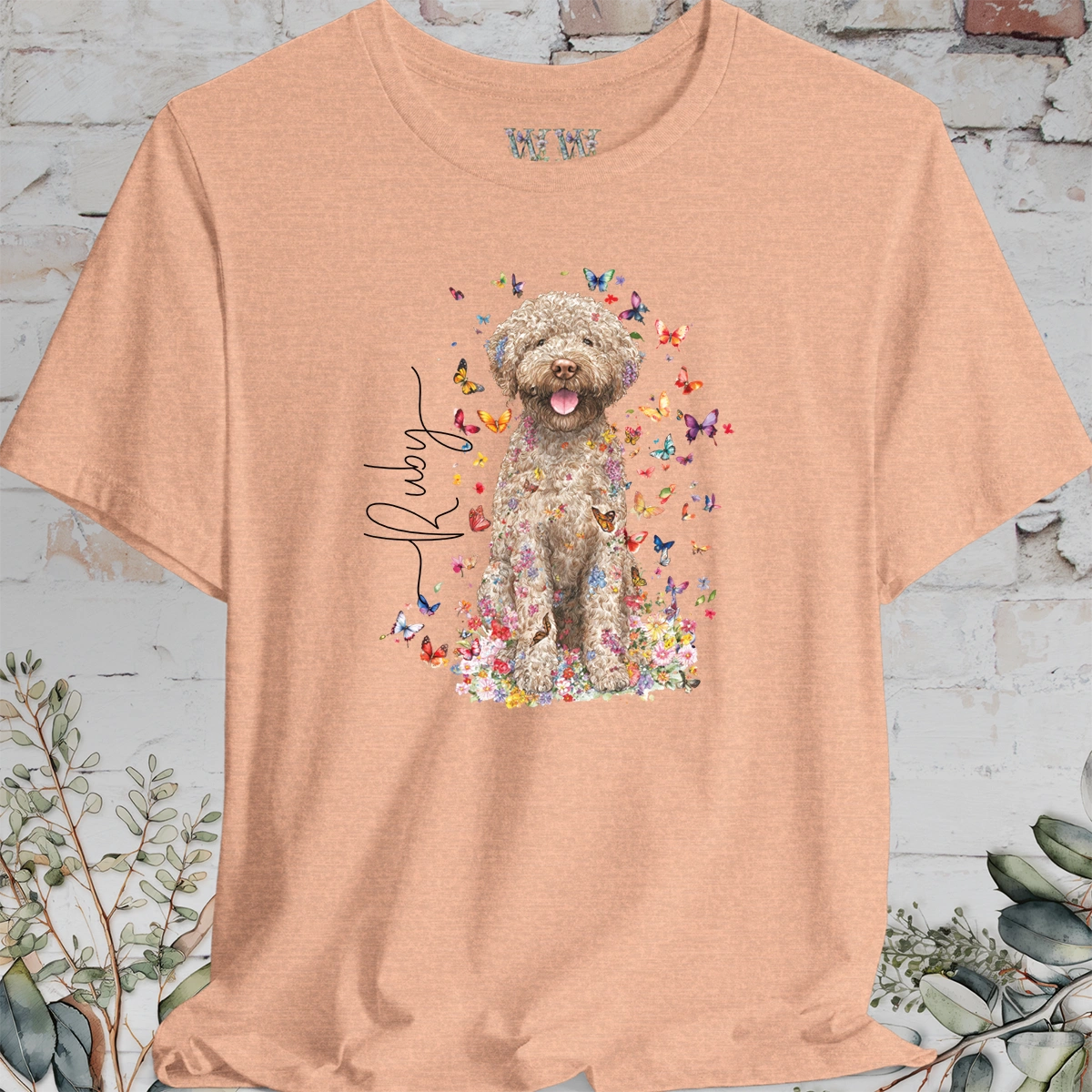 Lagotto Romagnolo FLORAL BUTTERFLY Bella Canvas