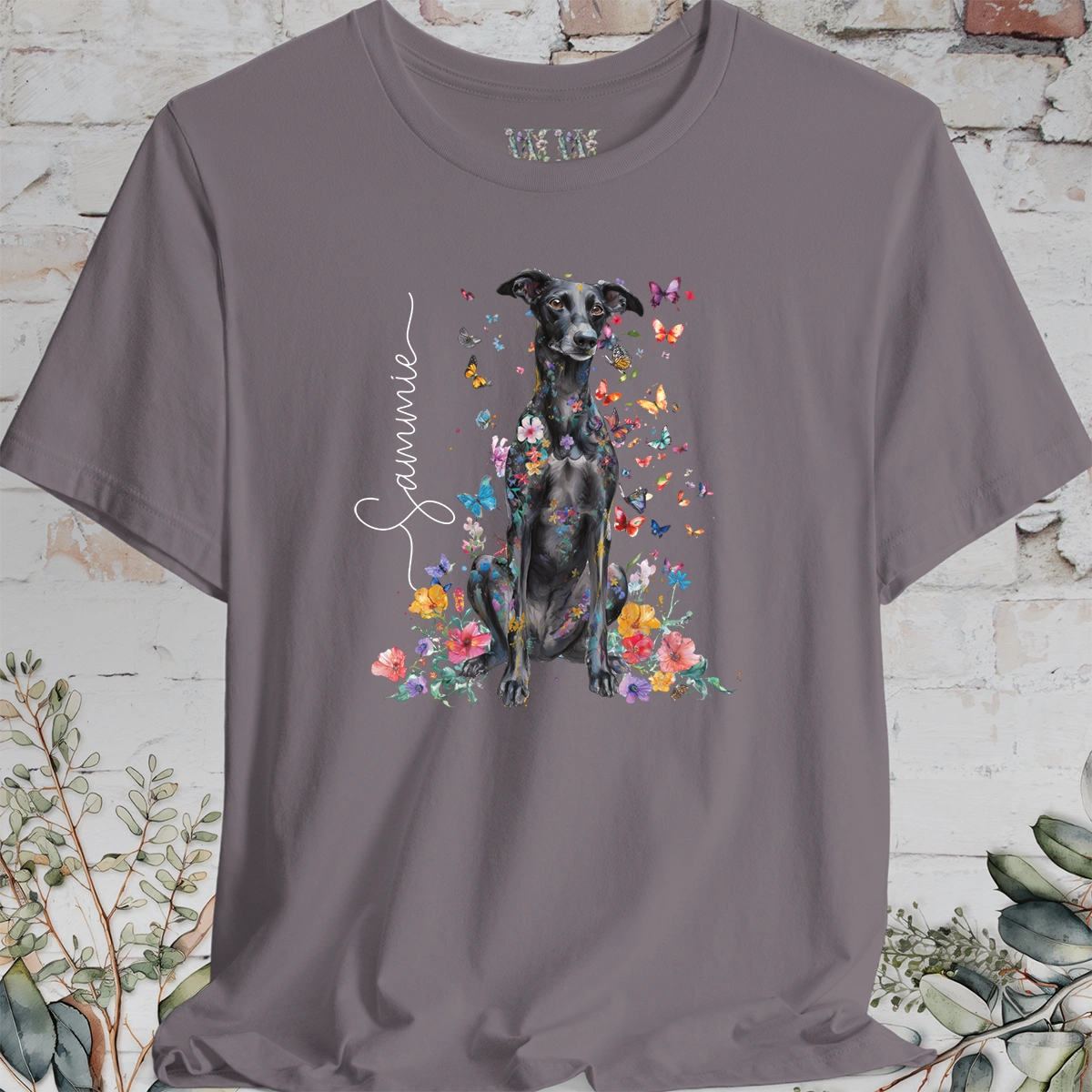 Lurcher #1 Floral Personalized T shirt