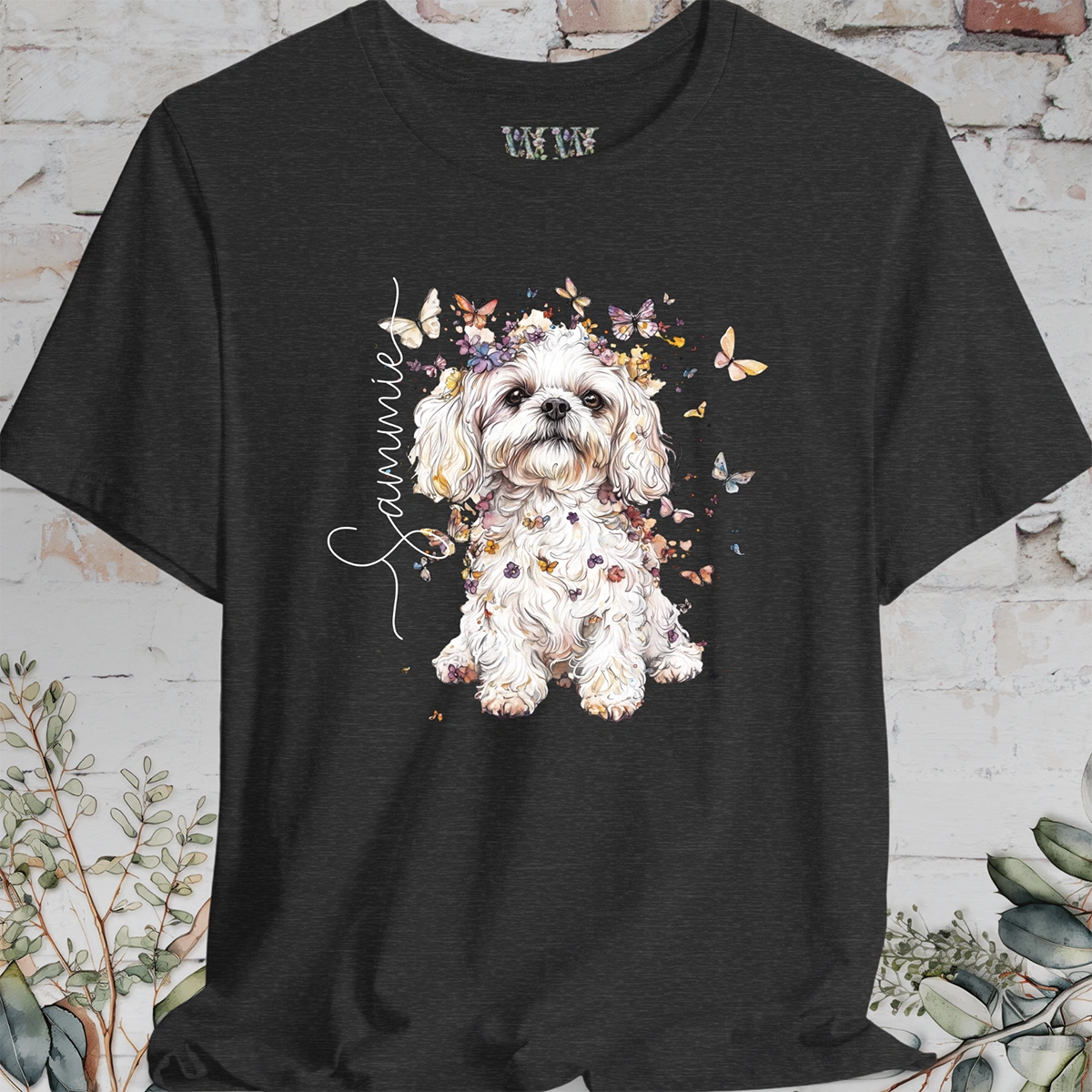 Maltese #5 Floral Personalized T shirt