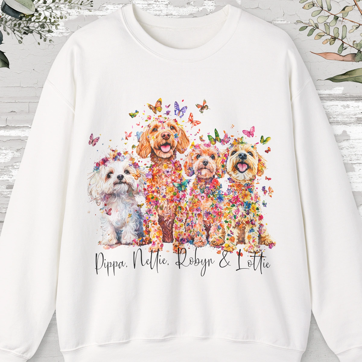 Four Maltipoos Personalized Crewneck Sweatshirt