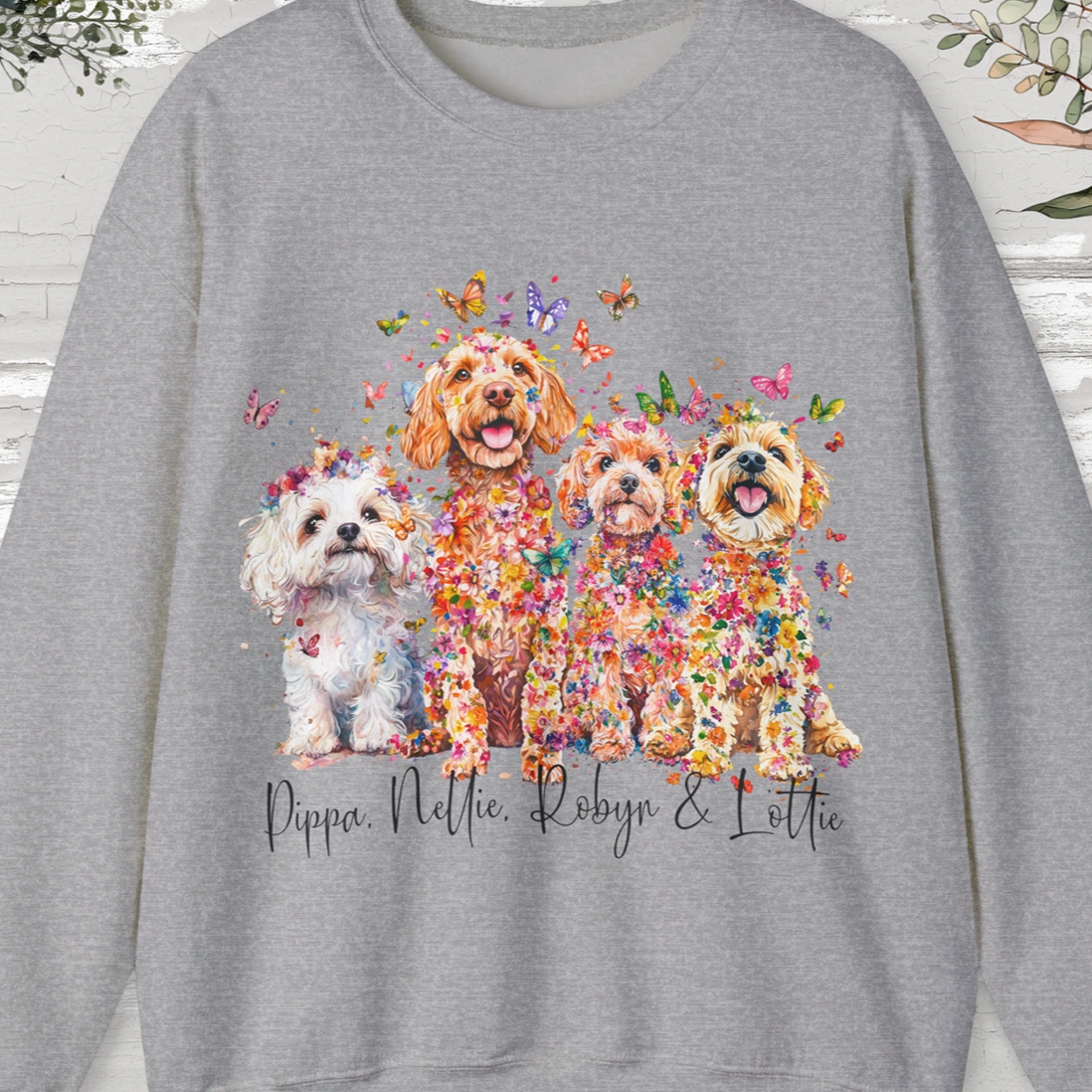 Four Maltipoos Personalized Crewneck Sweatshirt