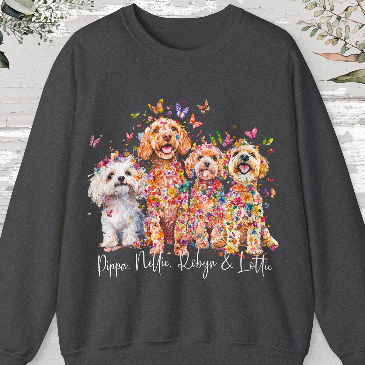 Four Maltipoos Personalized Crewneck Sweatshirt