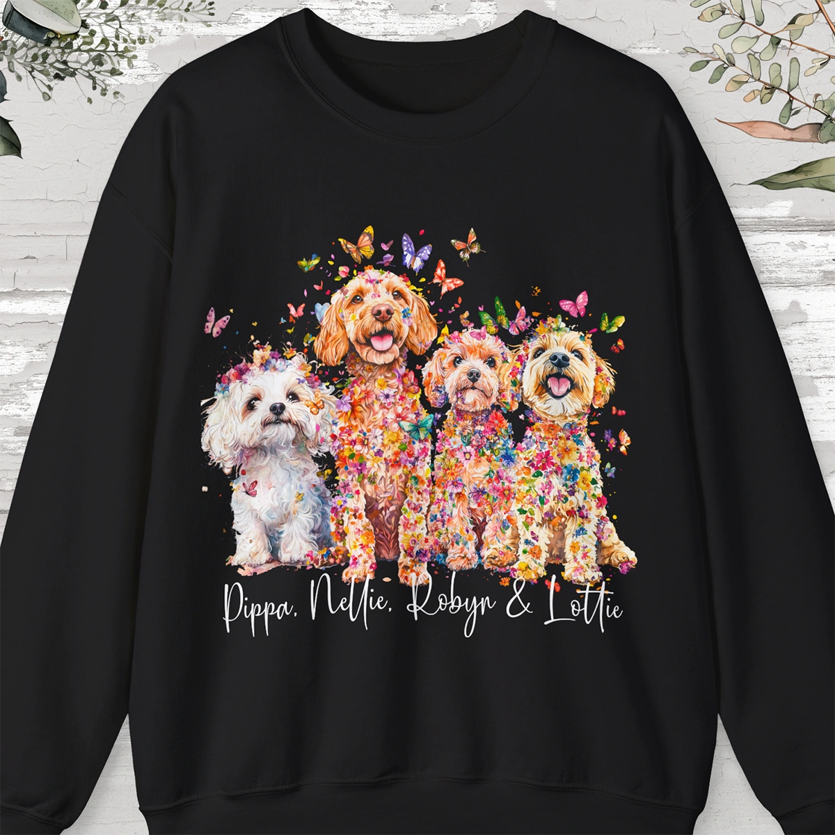 Four Maltipoos Personalized Crewneck Sweatshirt