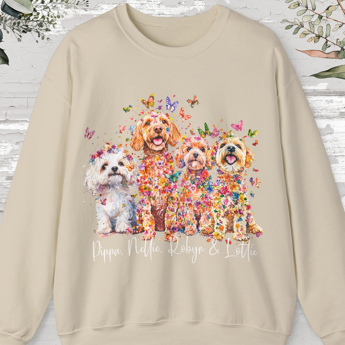 Four Maltipoos Personalized Crewneck Sweatshirt