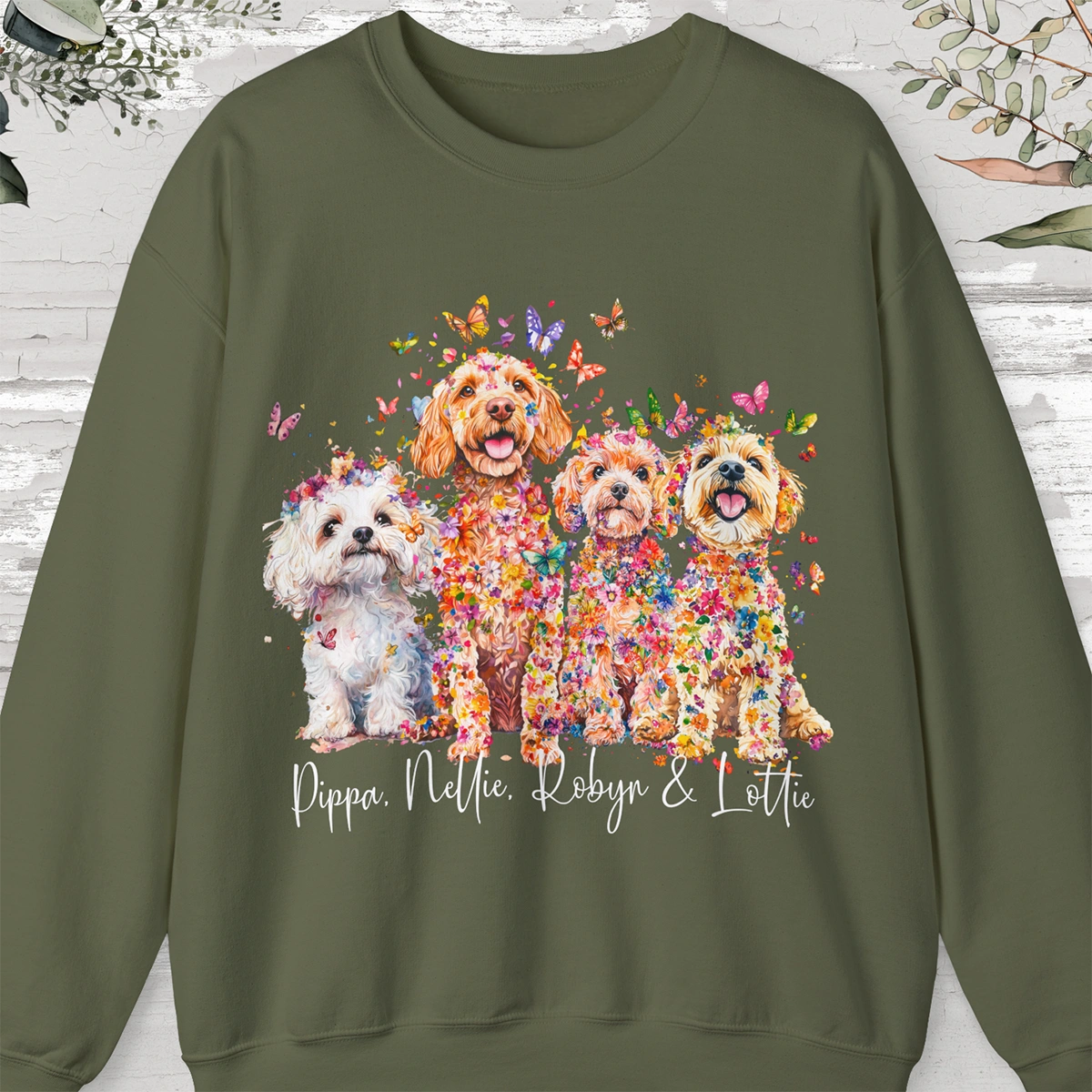 Four Maltipoos Personalized Crewneck Sweatshirt