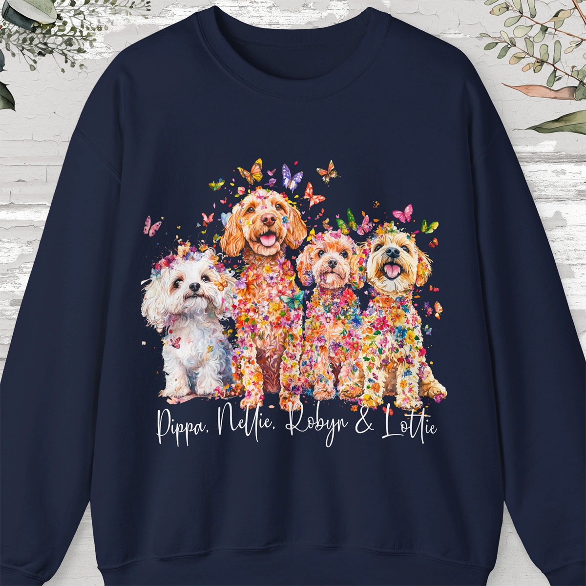 Four Maltipoos Personalized Crewneck Sweatshirt