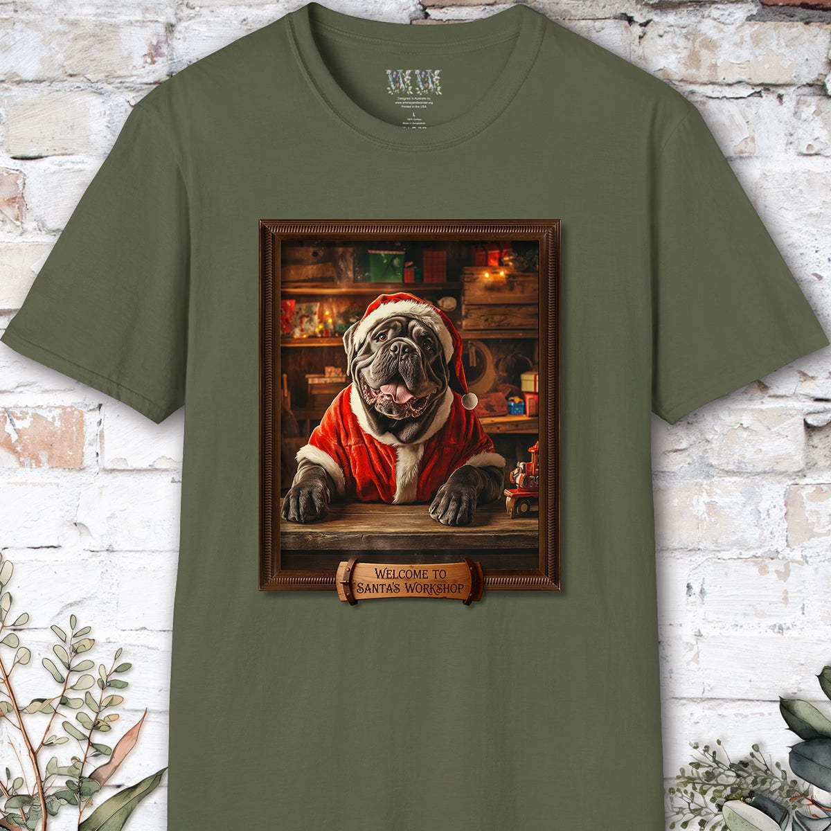 Mastiff Santa's Workshop Unisex T shirt