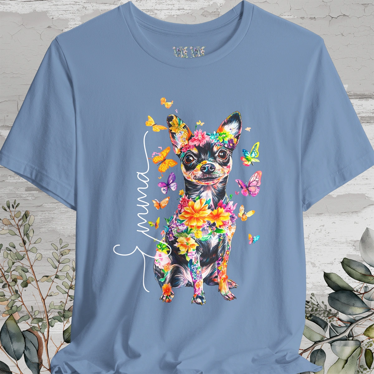 Mini Fox Terrier/Chihuahua Floral Personalized T shirt