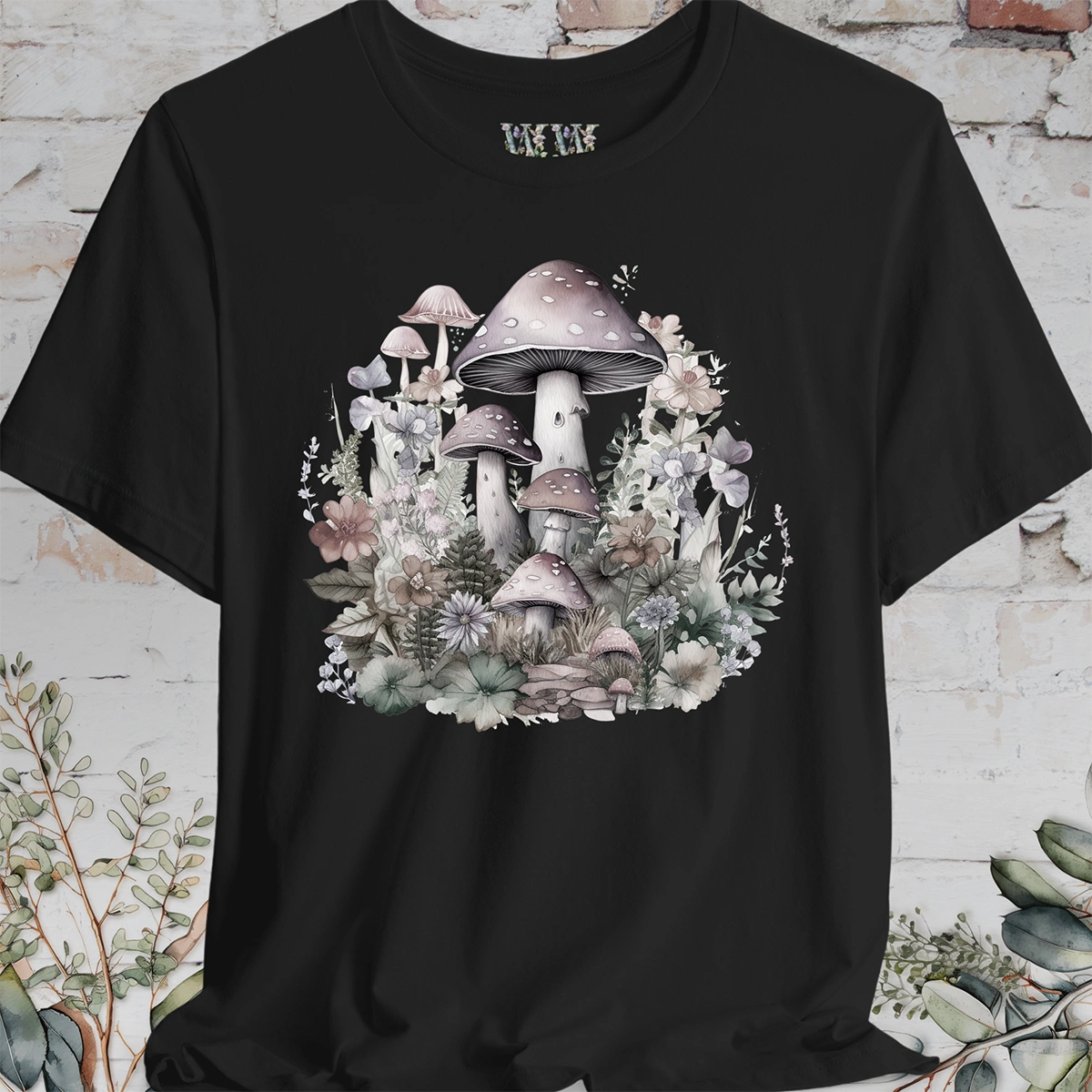 Mushroom & Flowers Unisex T shirt