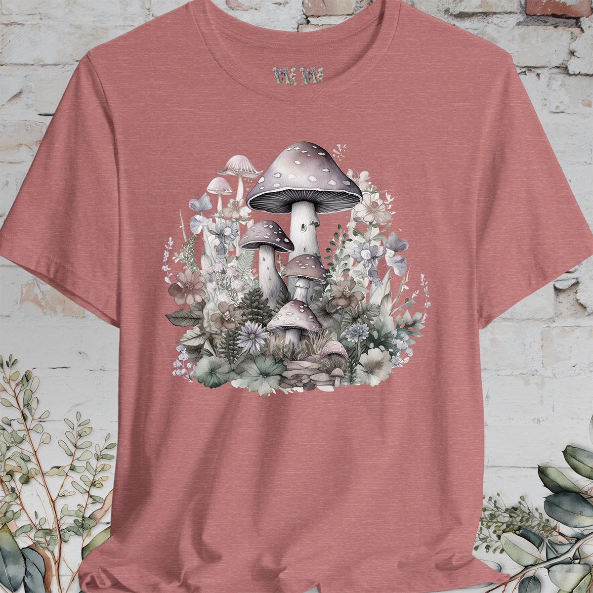 Mushroom & Flowers Unisex T shirt