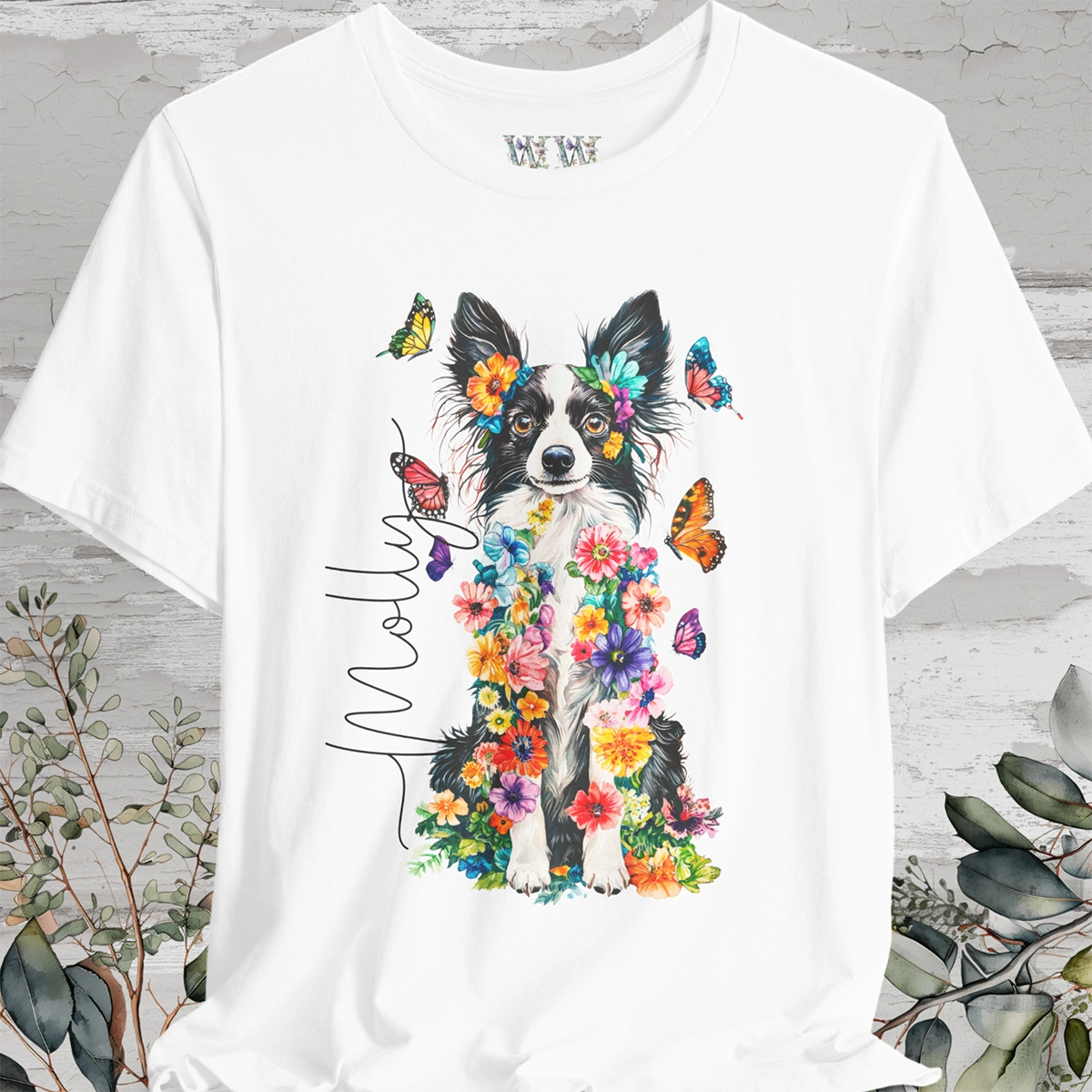 Papillon #3 Floral Personalized T shirt