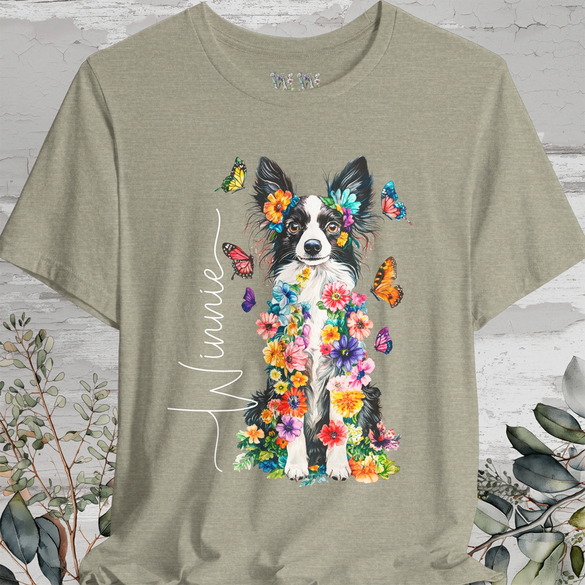 Papillon #3 Floral Personalized T shirt