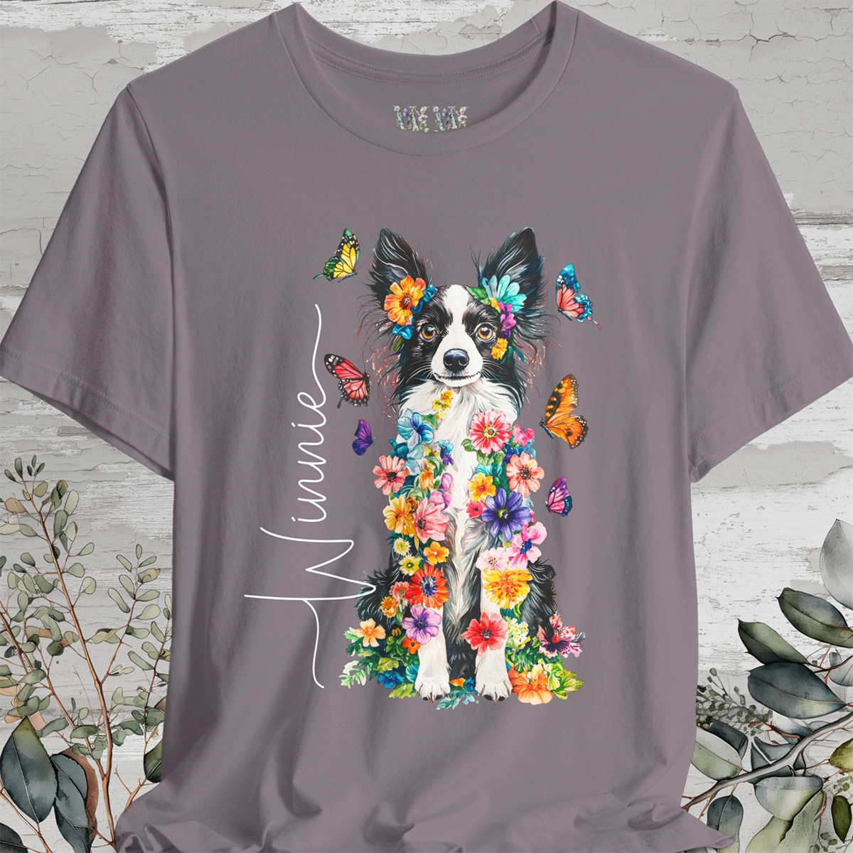 Papillon #3 Floral Personalized T shirt