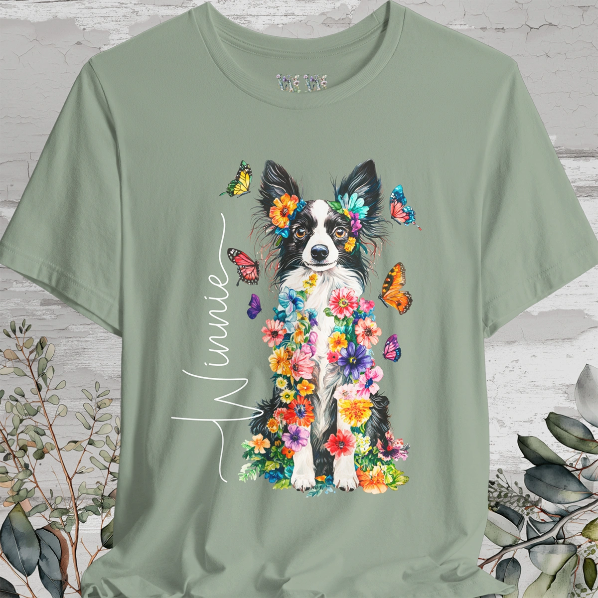 Papillon #3 Floral Personalized T shirt