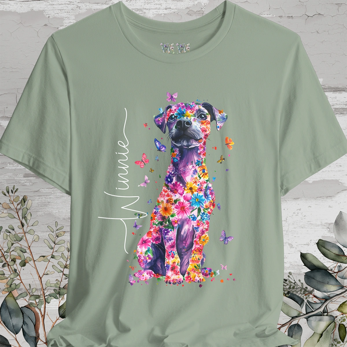 Patterdale Terrier #1 Floral Personalized T shirt