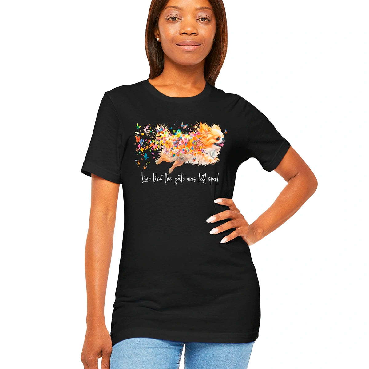 Peekingese #1 "Live like the gate was left open" Unisex T shirt