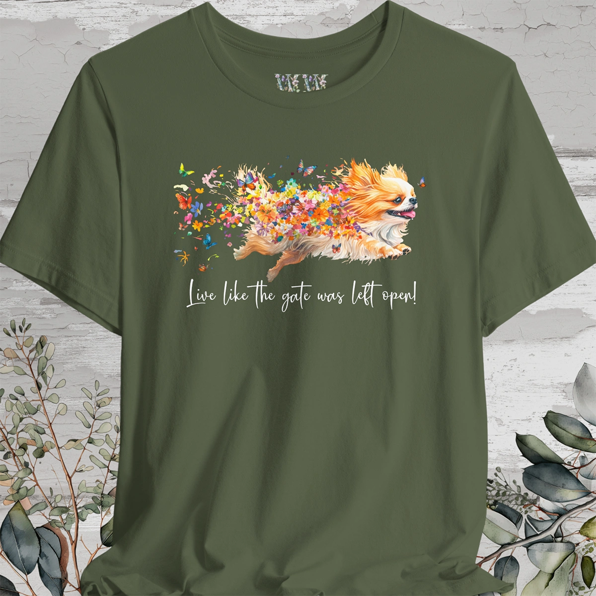Peekingese #1 "Live like the gate was left open" Unisex T shirt