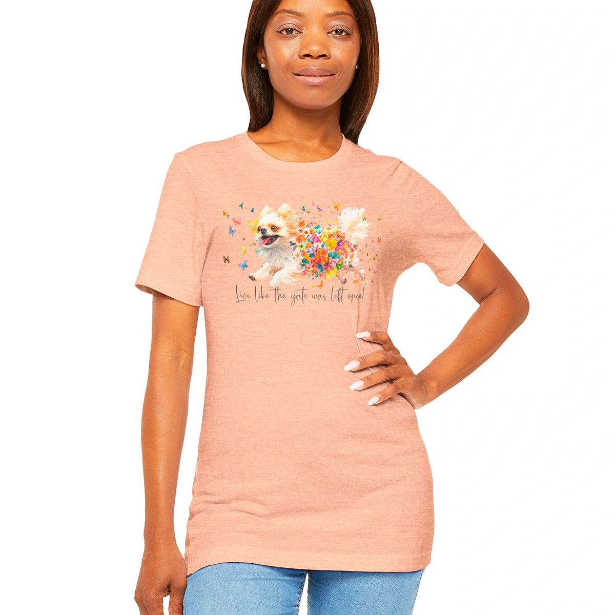 Peekingese #3 "Live like the gate was left open" Unisex T shirt